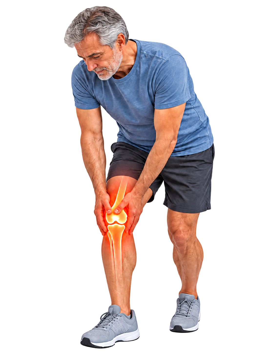 Illustration of a person with the knee joint highlighted.
