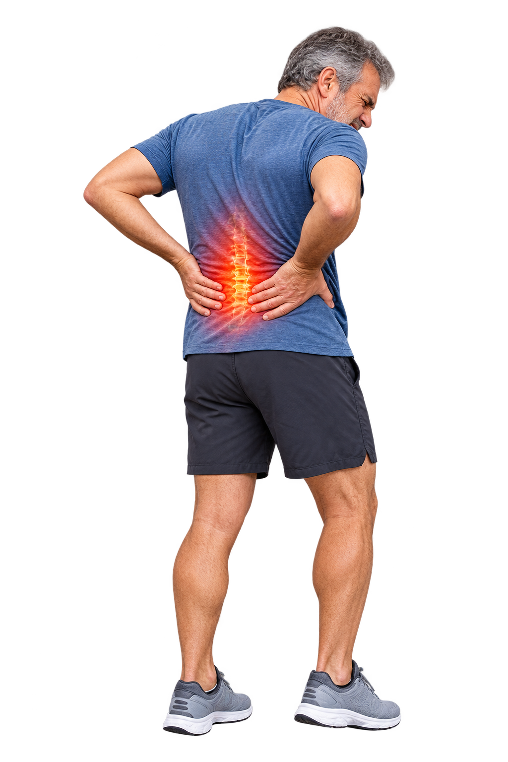 Illustration of a person with the lower back highlighted.
