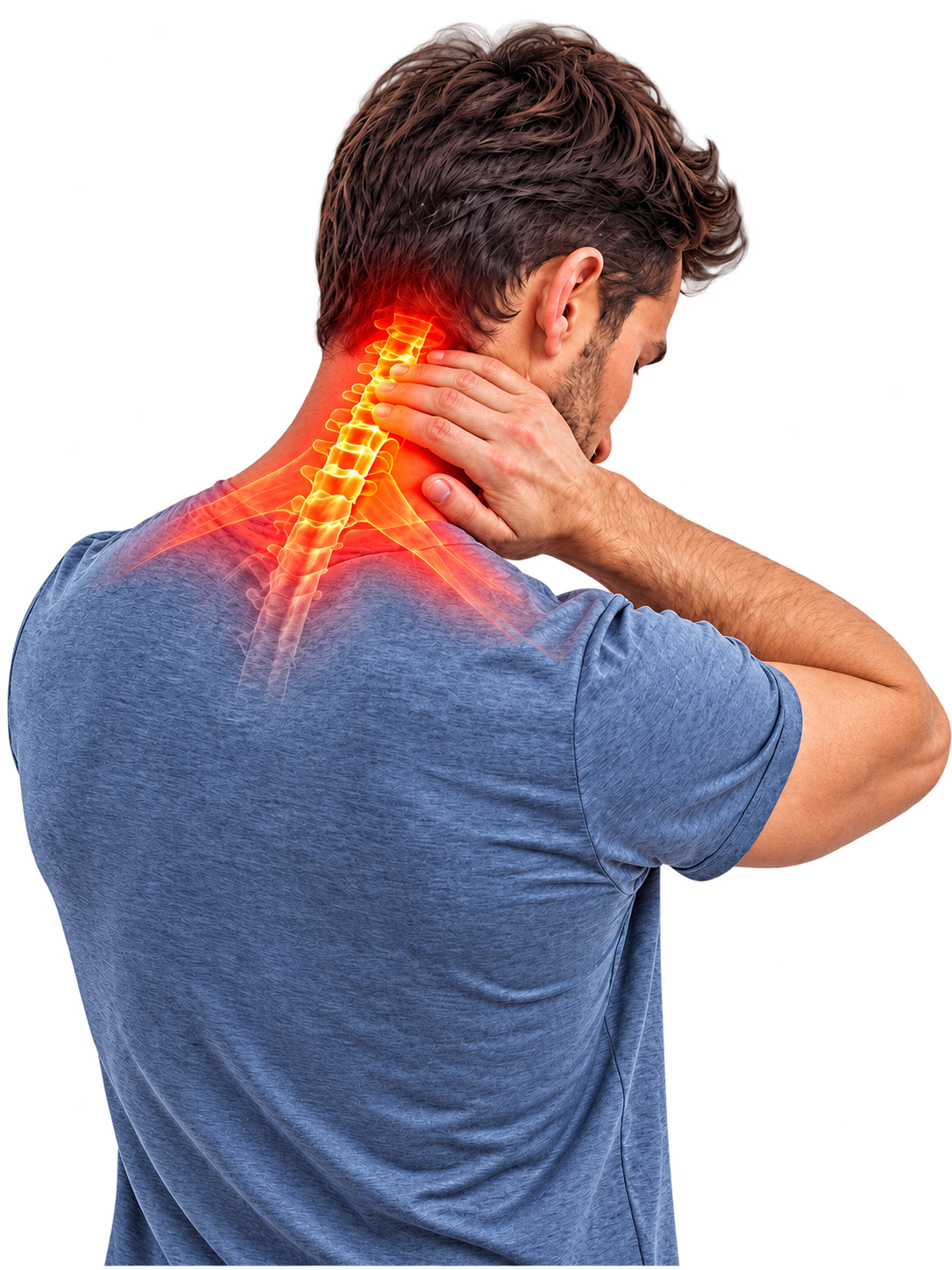 Illustration of the cervical spine and neck area.